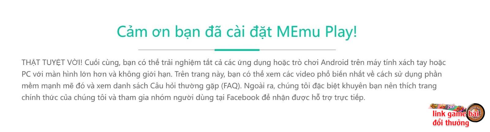 Thông báo tải và cài đặt thành công phần mềm MEnu Play