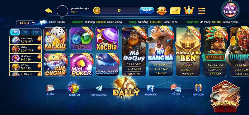 Giao diện cổng game Benvip