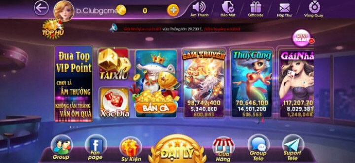 Giao diện cổng game Bon68