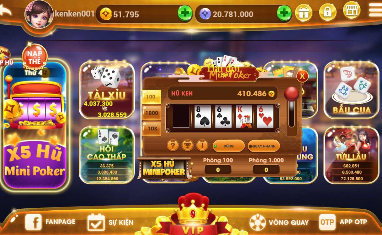 Giao diện cổng game đổi thưởng Hupwin Club