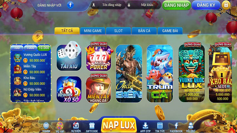 Giao diện cổng game đổi thưởng Luxclub