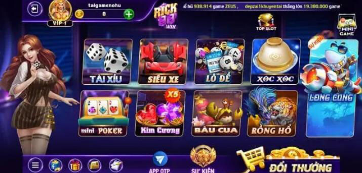 Giao diện cổng game đổi thưởng Rick88 Club