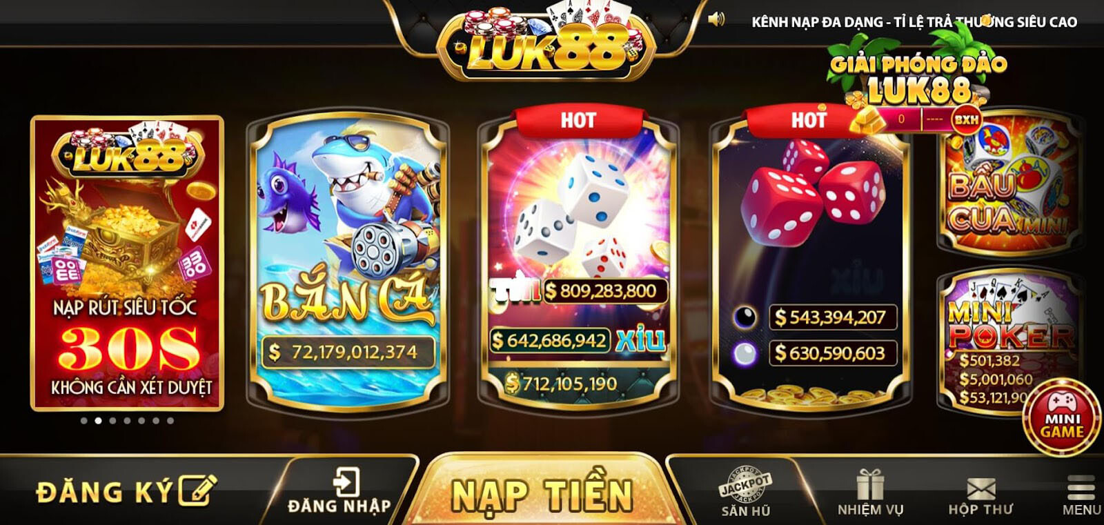 Giao diện cổng game Luk88 Club