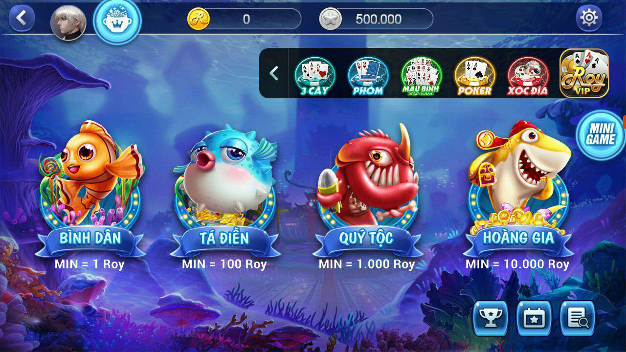 Giao diện cổng game Royvip Club